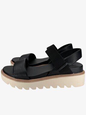 MIA Jene Platform Wedge Sandal - Black/White - Size 9